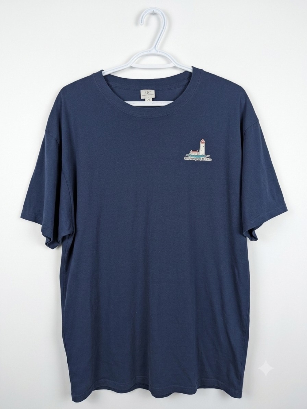 Southampton Ontario Lighthouse Navy Blue T-Shirt Large ATC Everyday Blend